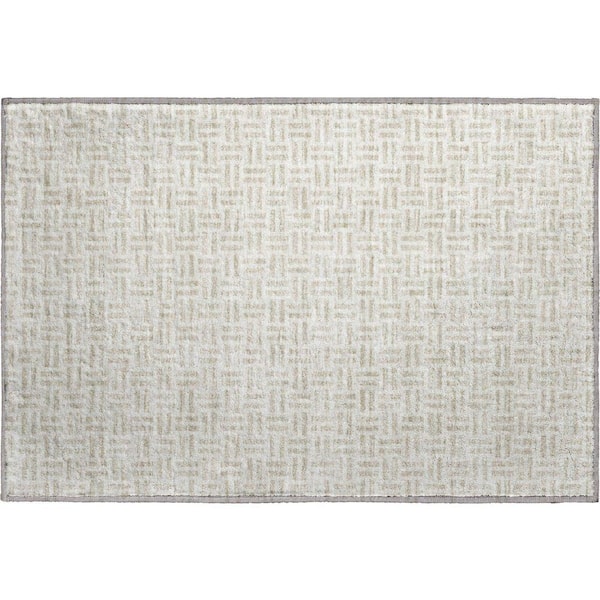 Mayfield Premium Machine Washable Abstract AMF978 Ivory 1 ft. 8 in. x 2 ft. 6 in. Area Rug