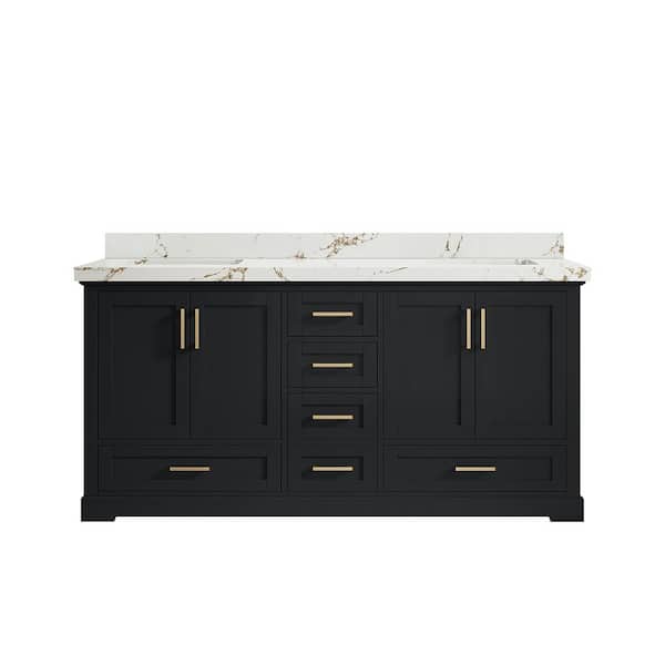 Willow Collections Boston 72 in. W x 22 in. D x 36 in. H Double Sink Bath Vanity in Wrought Iron with 2 in. Viola Brown qt. Top