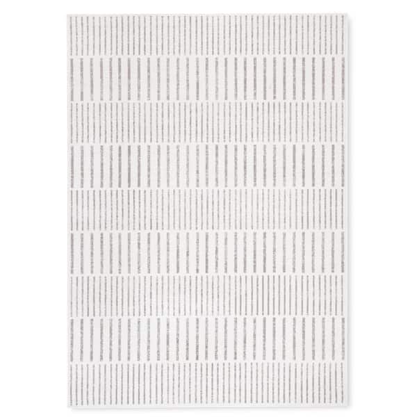 Tommy Bahama Poolside Off Stripe Ivory/Grey 5 ft. x 7 ft. Indoor Outdoor Area Rug