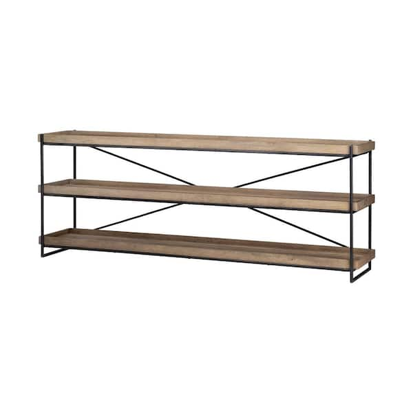 Mercana Trey I Brown Wood w/Black Iron Console Table 68217 - The Home Depot