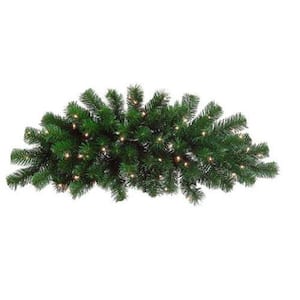 28 ft. Pre-Lit Deluxe Windsor Pine Artificial Christmas Swag with Clear Lights