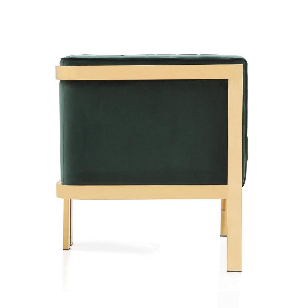 Art Deco Blue Velvet & Polished Brass Geometric Accent Chair