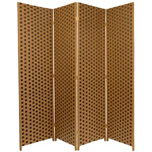 6 ft. Brown 2-Tone Woven Fiber 4-Panel Room Divider