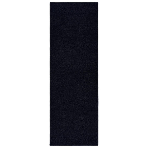 Palmer Plush 2 ft. x 6 ft. Navy Blue Washable Non Slip Solid Color Area Rug