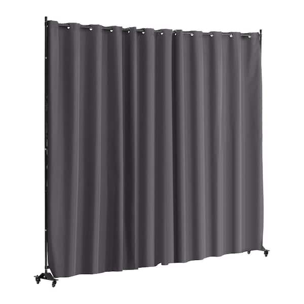 Room Divider, 8 ft. x 10 ft. Portable Panel Room Divider with Wheels Curtain Divider Stand, Room Divider Gray Polywire