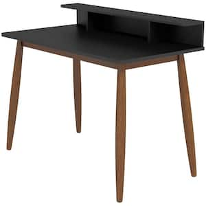 Phoenix 43 in. Rectangular Black Solid Wood Writing Desk with Shelf