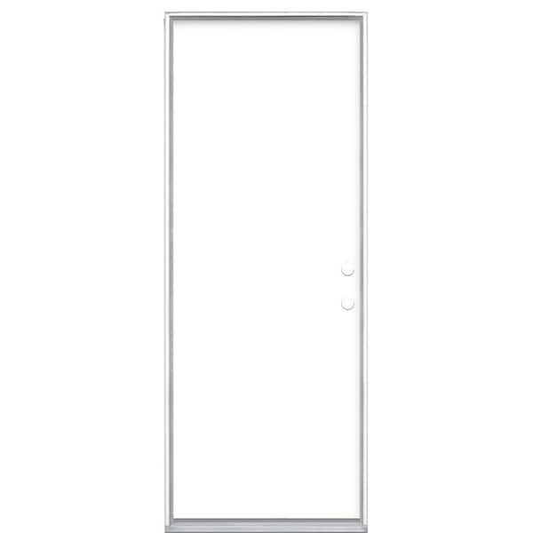 Masonite 30 in. x 80 in. Flush Left Hand Inswing Ultra White Painted Steel Prehung Front Exterior Door No Brickmold