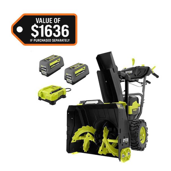 40V HP Brushless Whisper Series 22" 2-Stage Cordless Electric Self-Propelled Snow Blower - (2) 8 Ah Batteries & Charger