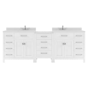 Caroline Parkway 93 in. W x 22 in. D x 35 in. H Double Sink Bath Vanity in White with Quartz Top