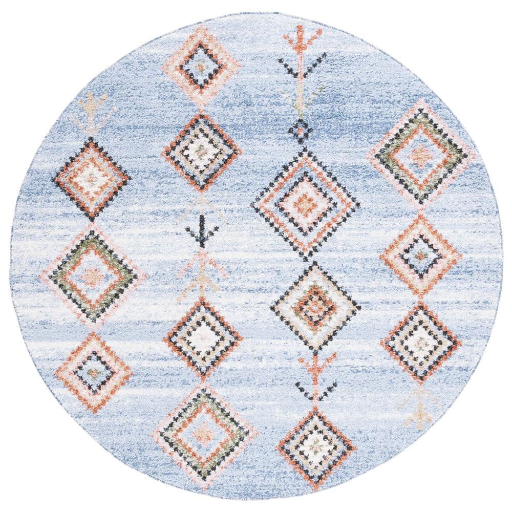 Chapel 7 ft. x 7 ft. Blue/Beige Diamond Running Striped Round Area Rug price history on PriceWatchPro