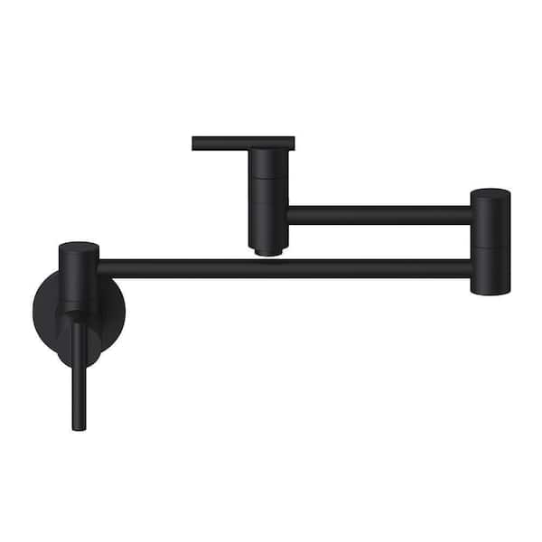 Parma Single Handle Wall Mount Pot Filler with 2.2 GPM in Satin Black