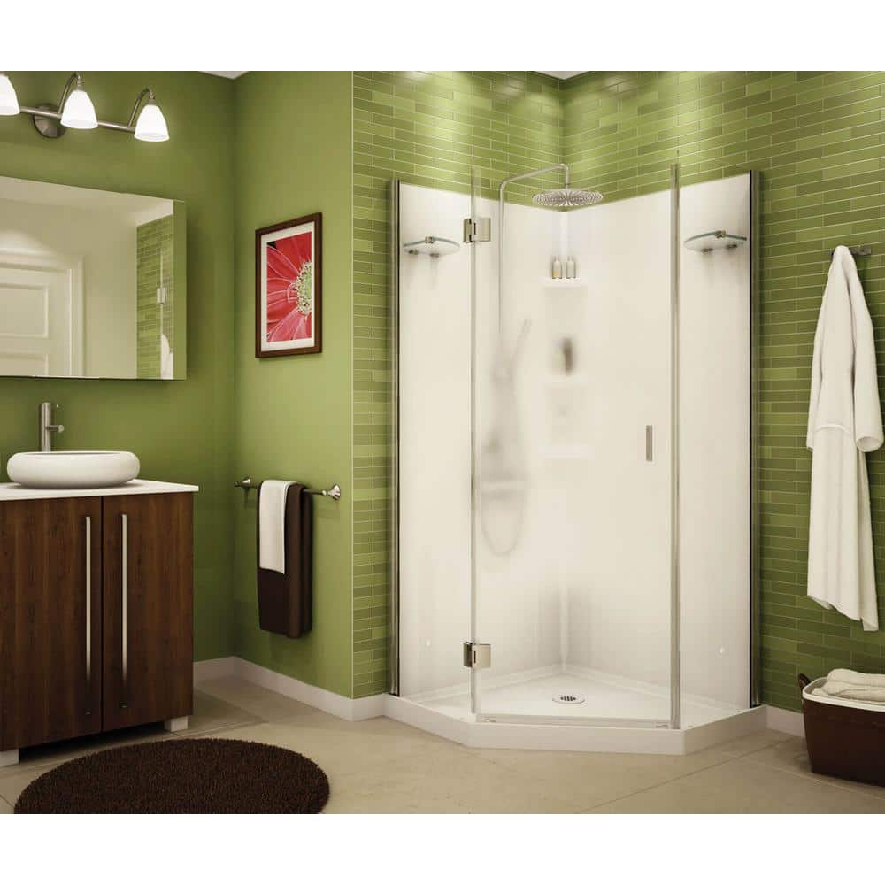 MAAX Papaya 36 in. x 36 in. x 72 in. Center Drain Corner Shower Kit in  White with Frameless Door in Chrome 105545-000-129-103 - The Home Depot
