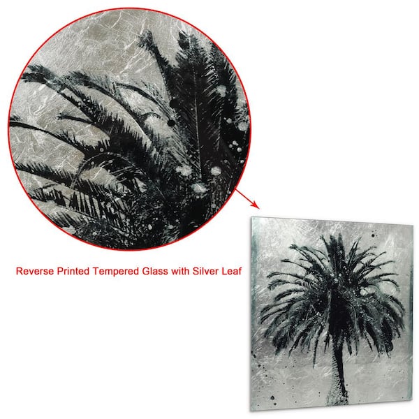 Unframed Nature Palm Tree Reverse Printed on Tempered on sale Glass with Silver Leaf