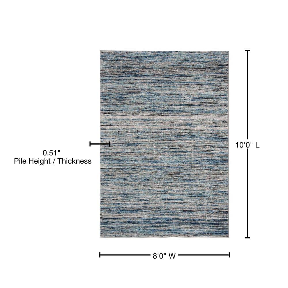 Stellar Blue Synthetic Square Rug - Easy Care, Stain-Resistant