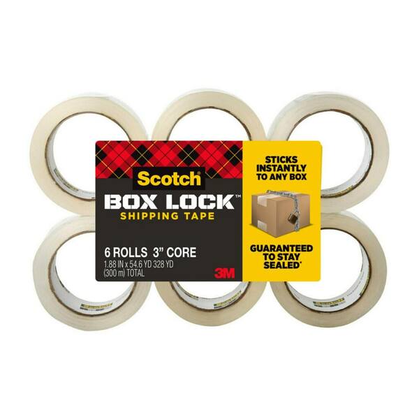Scotch Box Lock 1.88 in. x 163.8 ft Packaging Tape (Case of 6, 6-Rolls/Pack)