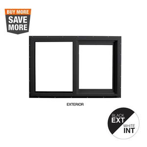 35.5 in. x 23.5 in.Select Series Vinyl Horizontal Sliding Left Hand Black Window with White Int, HP2+ Glass and Screen