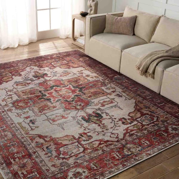 Hepburn Rust/Beige 7 ft. 10 in. x 10 ft. Medallion Indoor Area Rug