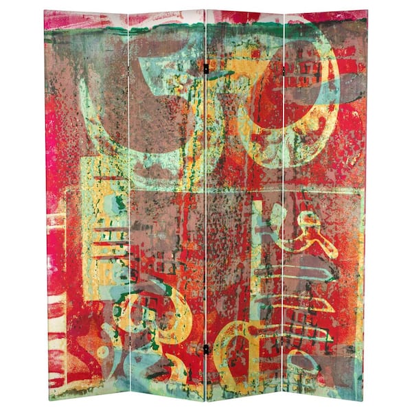 Printed Canvas 71 in. Urban Mantra 4-Panel Room Divider