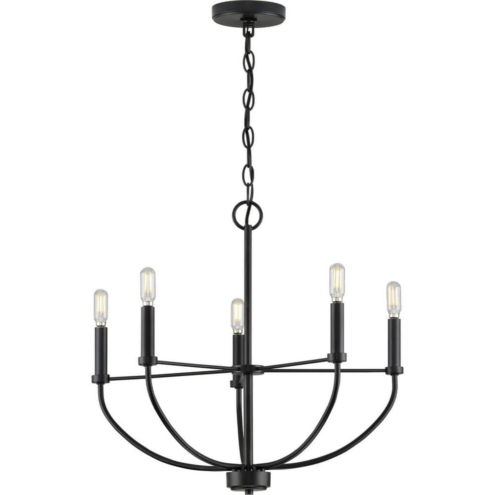 Leyden Matte Black 5-Light Farmhouse Chandelier