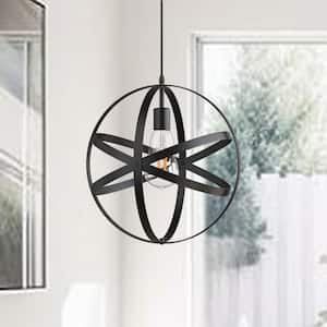 12.01 in. 1-Light Global Cage Kitchen Hanging Light,Farmhouse Black Pendant Light for Dining Room Foyer Entryway Hallway