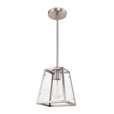 Knightley 1-Light Brushed Nickel and Glass Mini Pendant