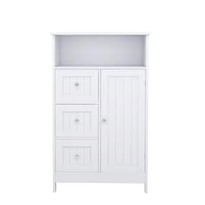 Barley 11.81 in. W x 23.62 in. D x 39.37 in. H White Bathroom Freestanding Linen Cabinet with 3 drawers and 1 door