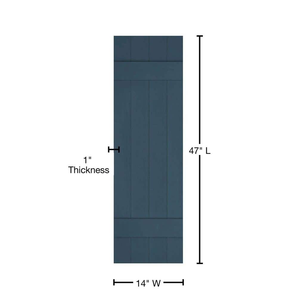 Classic Blue Vinyl Board and Batten Shutters, 14" x 47"