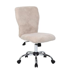 Cream Color Fabric Student Armless Task Chair with Swivel Seat