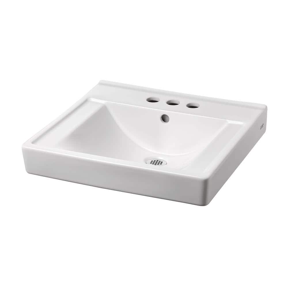 White Ceramic Wall-Mount Bathroom Sink with EverClean Surface
