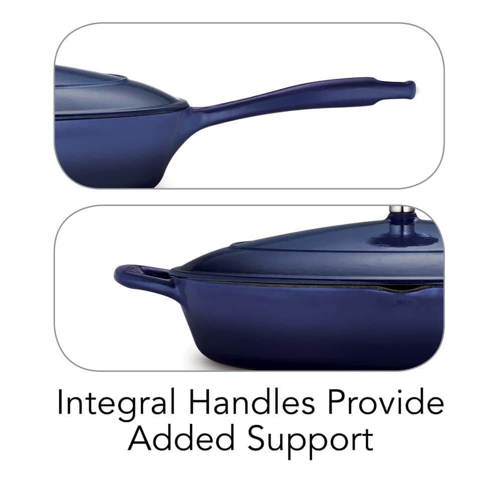 Gradated Cobalt 12" Enameled Cast Iron Skillet with Lid