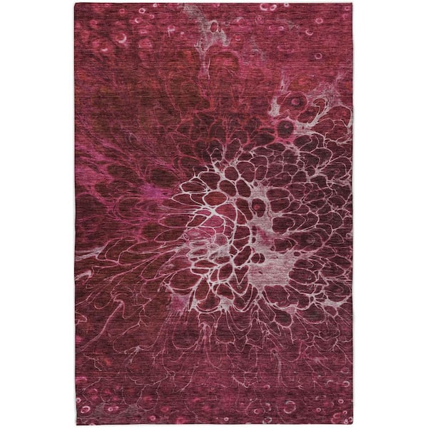 Dream Shag Premium Machine Washable Abstract ADS652 Merlot 10 ft. x 14 ft. Area Rug
