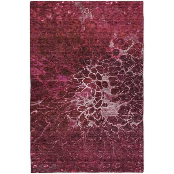 Dream Shag Premium Machine Washable Abstract ADS652 Merlot 9 ft. x 12 ft. Area Rug