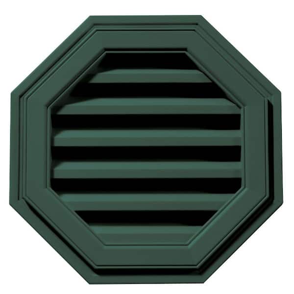 Builders Edge 18 in. x 18 in. Octagon Green Plastic Built-in Screen Gable Louver Vent