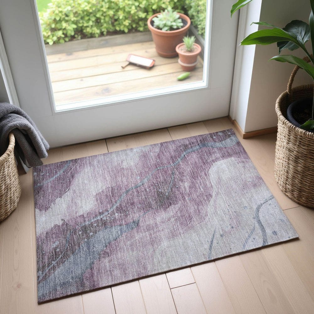 Mayfield Premium Machine Washable Abstract AMF1529 Lavender 2 ft. x 3 ft. Area Rug price history on PriceWatchPro