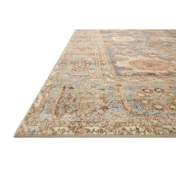 Margot Ocean/Spice 2 ft. 6 in. x 9 ft. 6 in. Bohemian Vintage Printed Plush Runner Rug