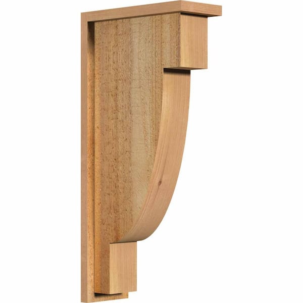 Ekena Millwork 6 in. x 14 in. x 30 in. Western Red Cedar Alpine Rough Sawn Corbel with Backplate