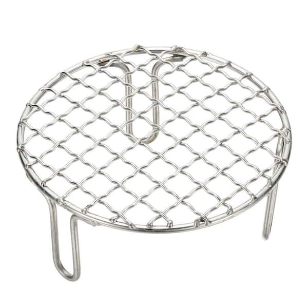 Stainless Steel Silver Round Cooking Rack Mesh Grill with Legs for Baking Cooling Steaming Barbecue 1 Piece