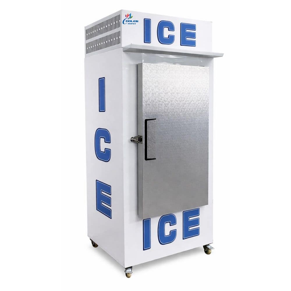 36in. 23 cu. ft. Commercial Auto / Cycle Defrost Upright Freezer Outdoor Ice Merchandiser Storage 100 Bags in White