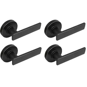 Westwood Matte Black Hall and Closet Door Handle with Round Rose (4-Pack)