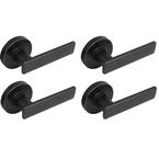 Westwood Matte Black Hall and Closet Door Lever with Round Rose (4-Pack)