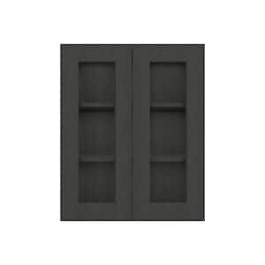 24 in. W x 12 in. D x 30 in. H in Shaker Charcoal Ready to Assemble Wall Kitchen Cabinet with No Glasses
