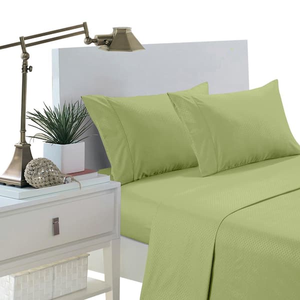 Unbranded Brushed Extra Soft 1800-Series Twin Sage Luxury Embossed Deep Pocket Sheet Set