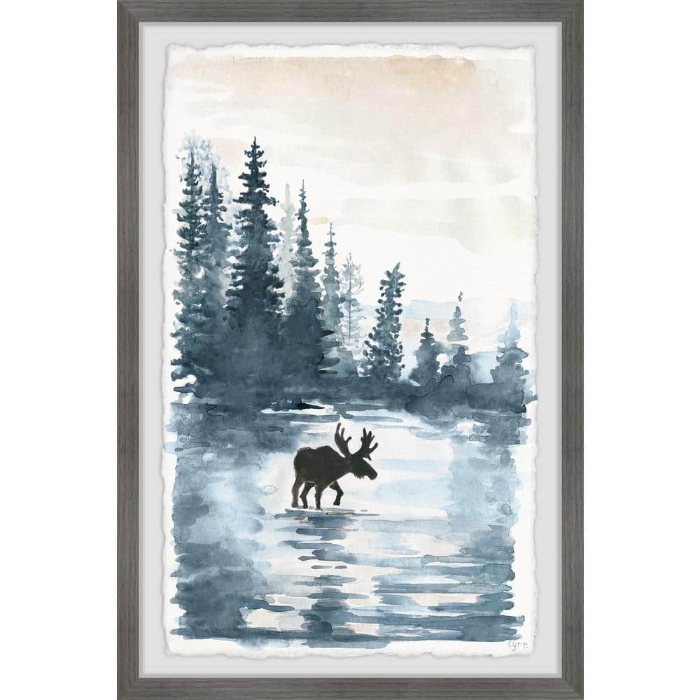 Crossing the Lake by Marmont Hill Framed Animal Art Print 12 in. x 8 in.
