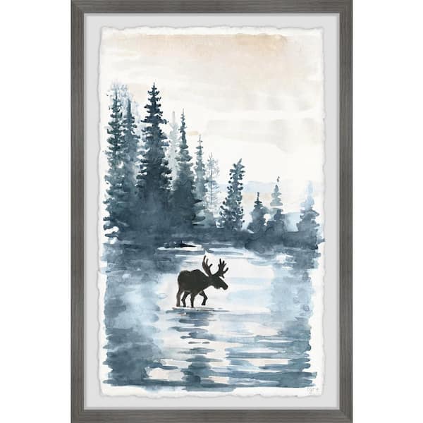 Unbranded "Crossing the Lake" by Marmont Hill Framed Animal Art Print 18 in. x 12 in.