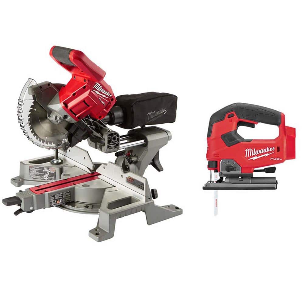 Milwaukee M18 FUEL 18V Lithium-Ion Brushless 7-1/4 in. Cordless Dual Bevel Sliding Compound Miter Saw with Jig Saw -  2733-20-2737-20
