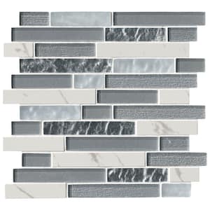 Whistler Ice Interlocking 12 in. x 12 in. Textured Glass Mesh-Mounted Mosaic Tile (0.97 sq. ft./Each)