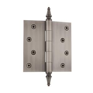 4 in. Steeple Tip Residential Hinge with Square Corners in Antique Pewter