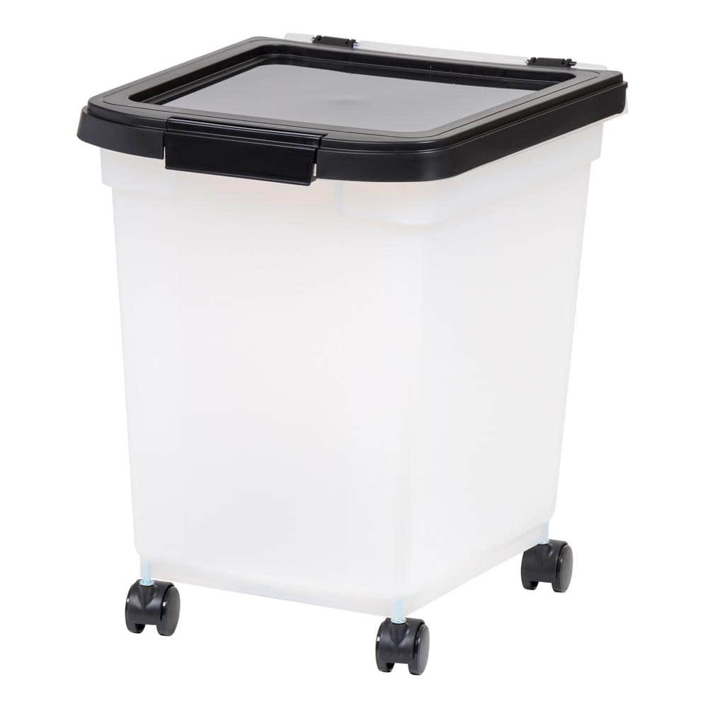 Clear Black 25 lb Airtight Plastic Pet Food Container