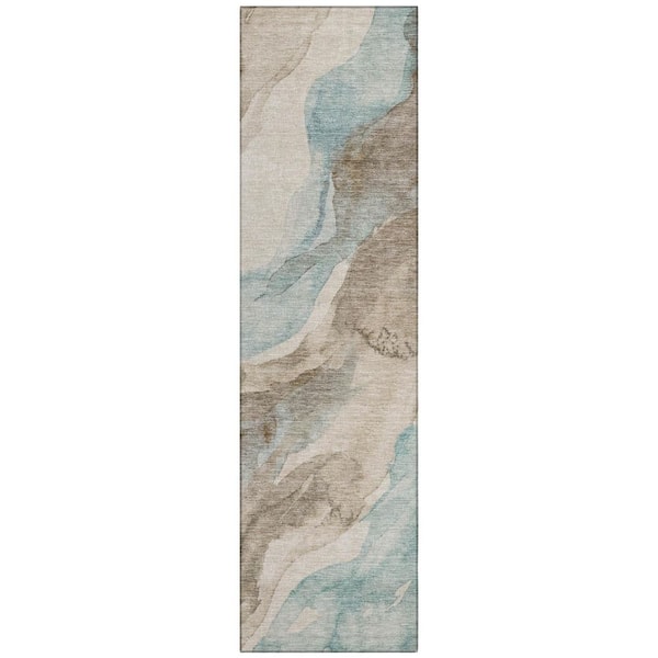 Chantille Machine Washable Indoor/Outdoor Abstract ACN3026 Taupe 2 ft. x 7 ft. Runner Rug