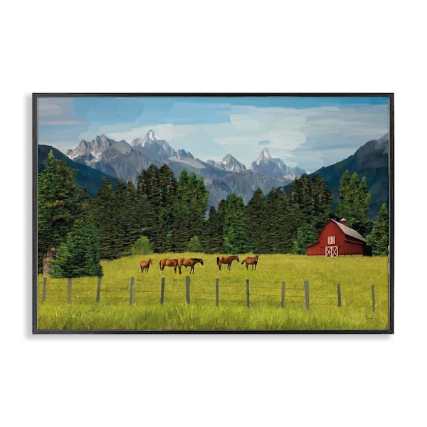 Stupell Industries Lush Green Pasture Grazing by Renel Peters Black Framed Nature Giclee Art Print 12 in. x 18 in.